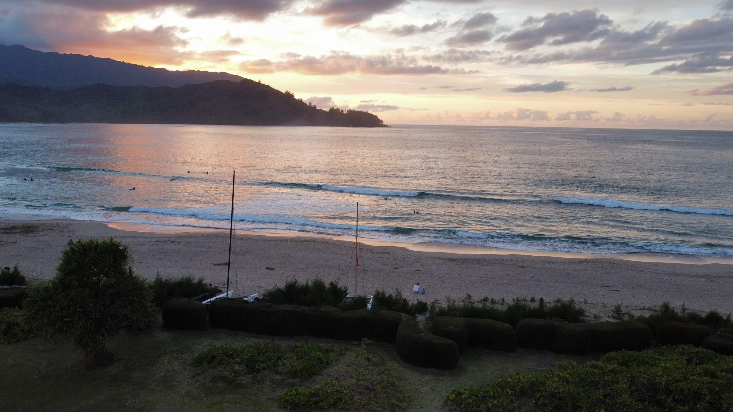 Hanalei Bay at sunset on Kauai's North Shore, minutes from Princeville