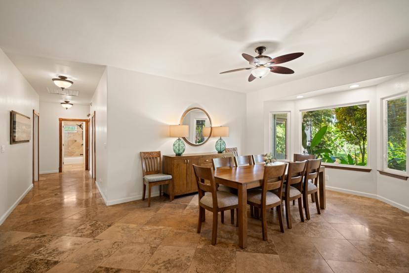 Living room detail at luxury Emmalani Hale, Princeville rental