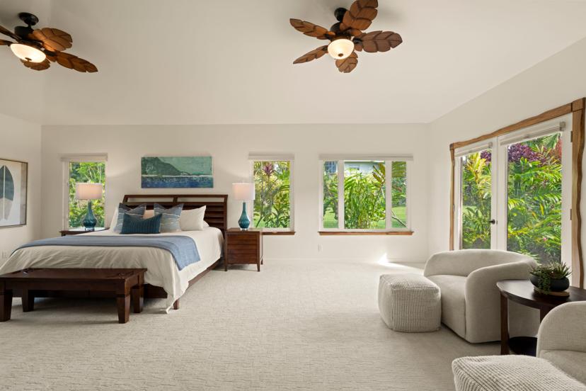 Spacious master bedroom with king bed at Emmalani Hale, Kauai