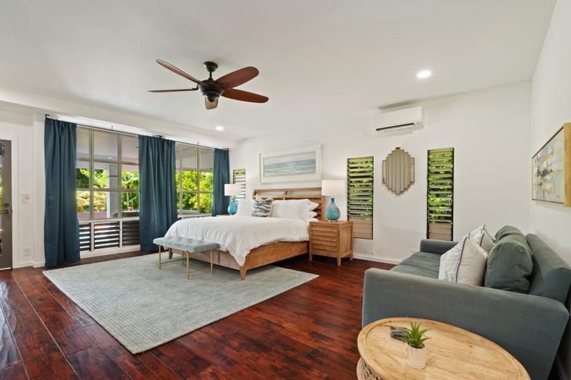 Master bedroom at Emmalani Pool House Kauai