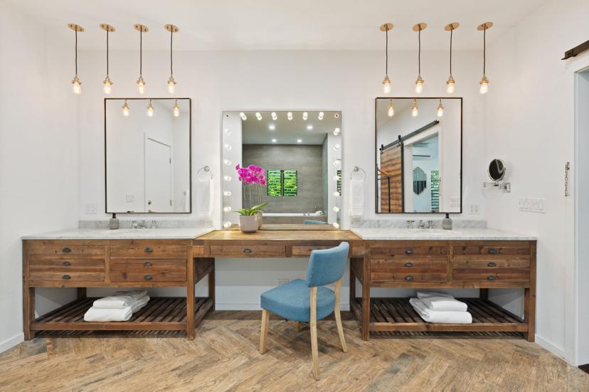 Master bathroom vanity Emmalani Pool House Kauai