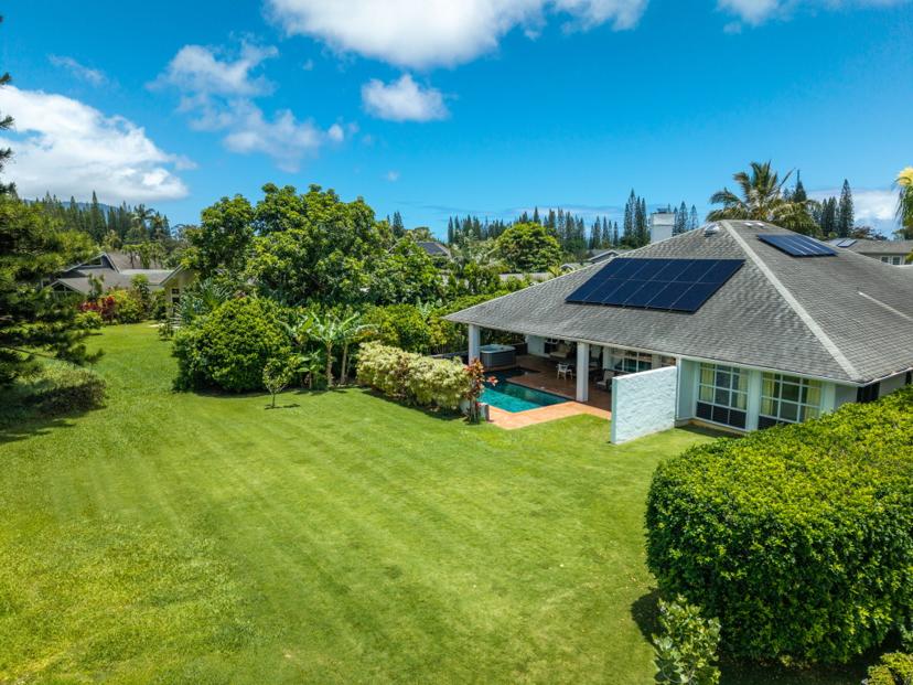 Aerial view Emmalani Pool House North Shore Kauai
