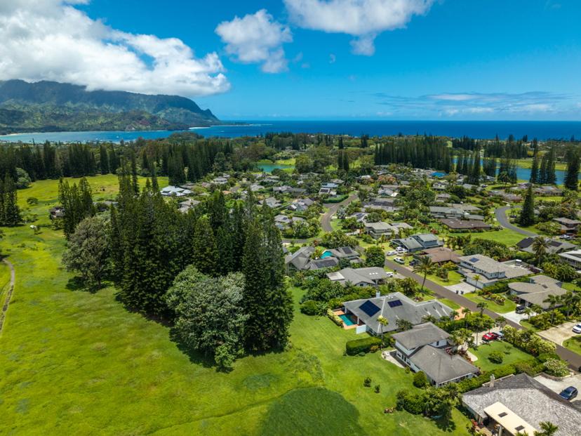 Aerial view Emmalani Pool House Kauai vacation rental