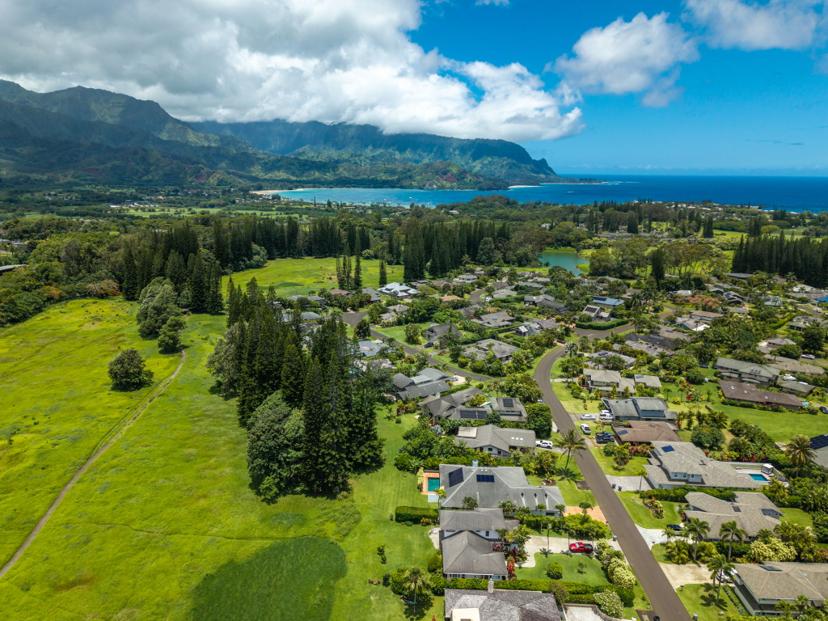 Drone photo Emmalani Pool House Princeville Kauai