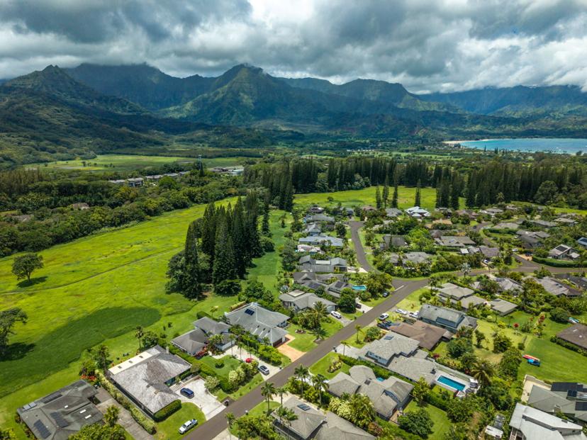 Drone view Emmalani Pool House Kauai North Shore