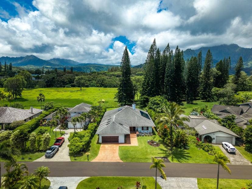 Aerial Emmalani Pool House Kauai