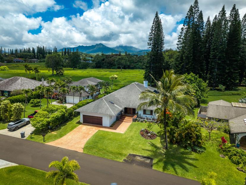 Aerial Emmalani Pool House private pool Kauai