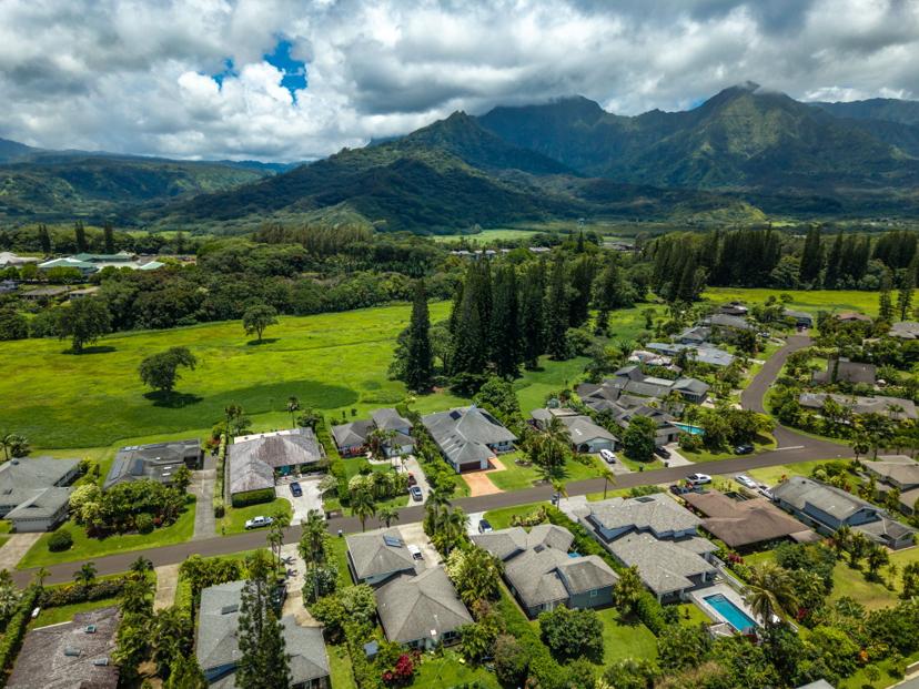 Aerial Emmalani Pool House North Shore Kauai
