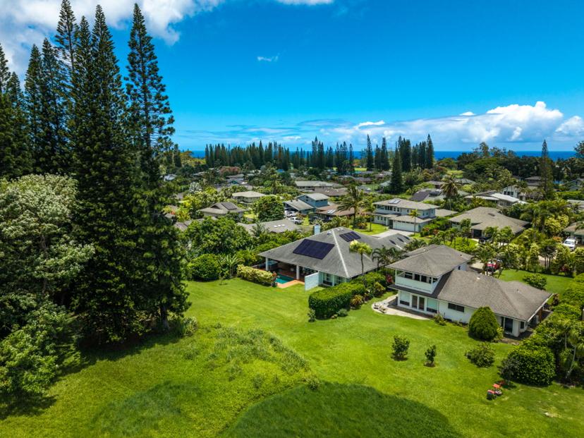 Aerial Emmalani Pool House Kauai North Shore coastline